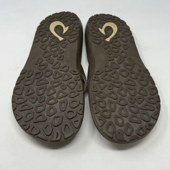 Olukai Ohana Sandals Flip Flops Mens 10 Brown Thong Comfort Casual Beach Preppy - Picture 12 of 15